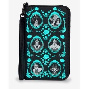 Loungefly Disney Villains Florals‎ Frame Glow-In-The-Dark Tech Wallet Wristlet!